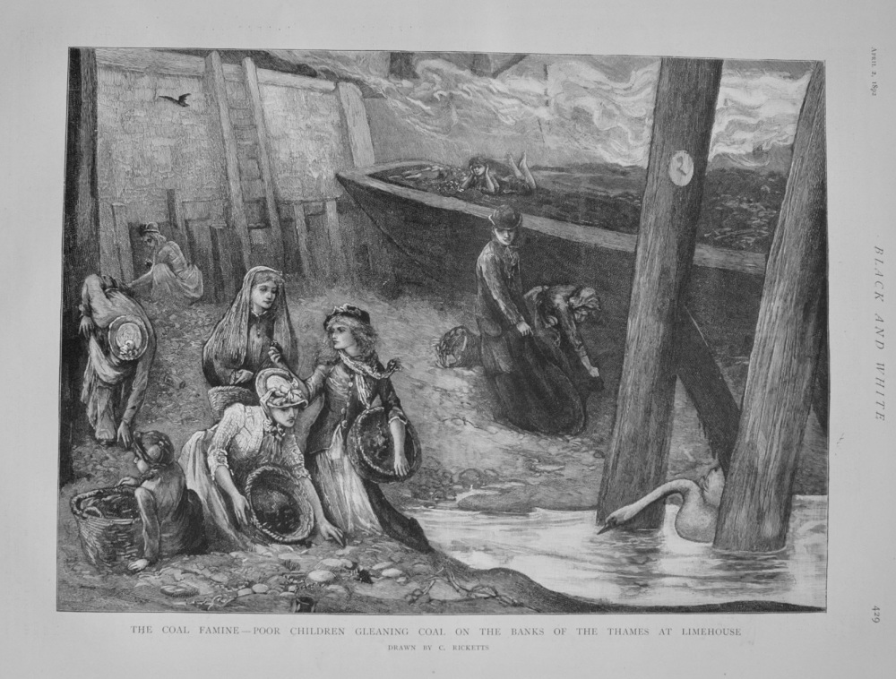 The Coal Famine - Poor Children Gleaning Coal on the Banks of the Thames Li