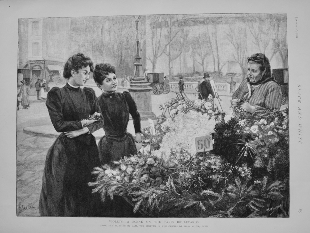 Violets - A Scene on the Paris Boulevard. 1892