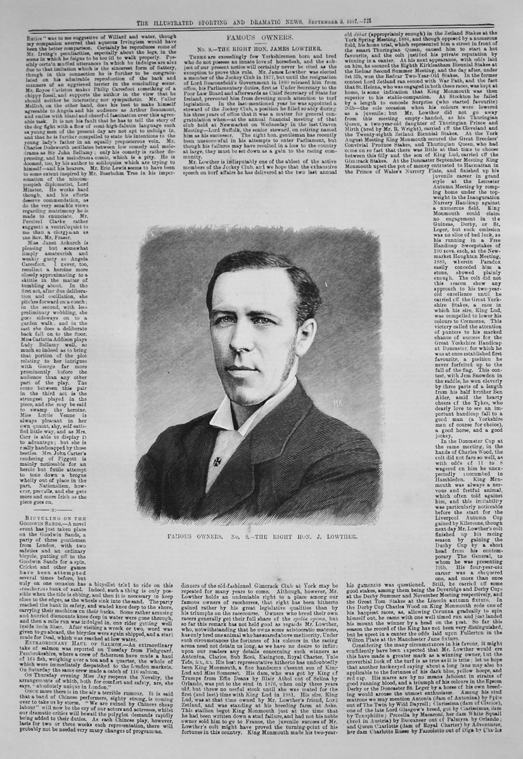Famous Owners. No. 9. - The Right Hon. James Lowther. 1887