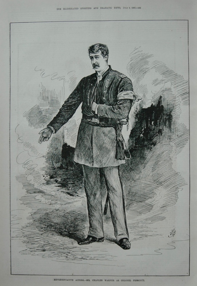 Representative Actors,- Mr. Charles Warner as Colonel Prescott. 1887