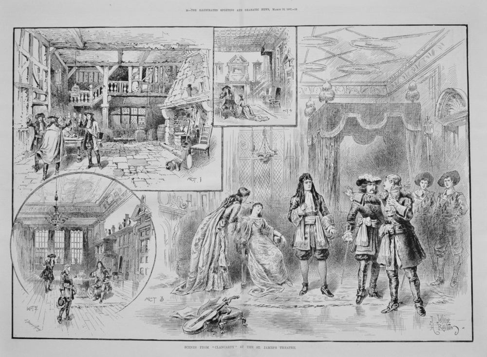 Scenes from "Clancarty" at the St. James's Theatre. 1887