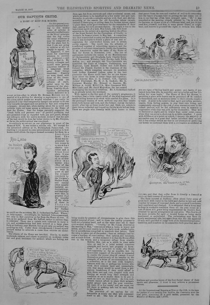 Our Captious Critic, March 19th, 1887.  :  "A Home of Rest for Horses."
