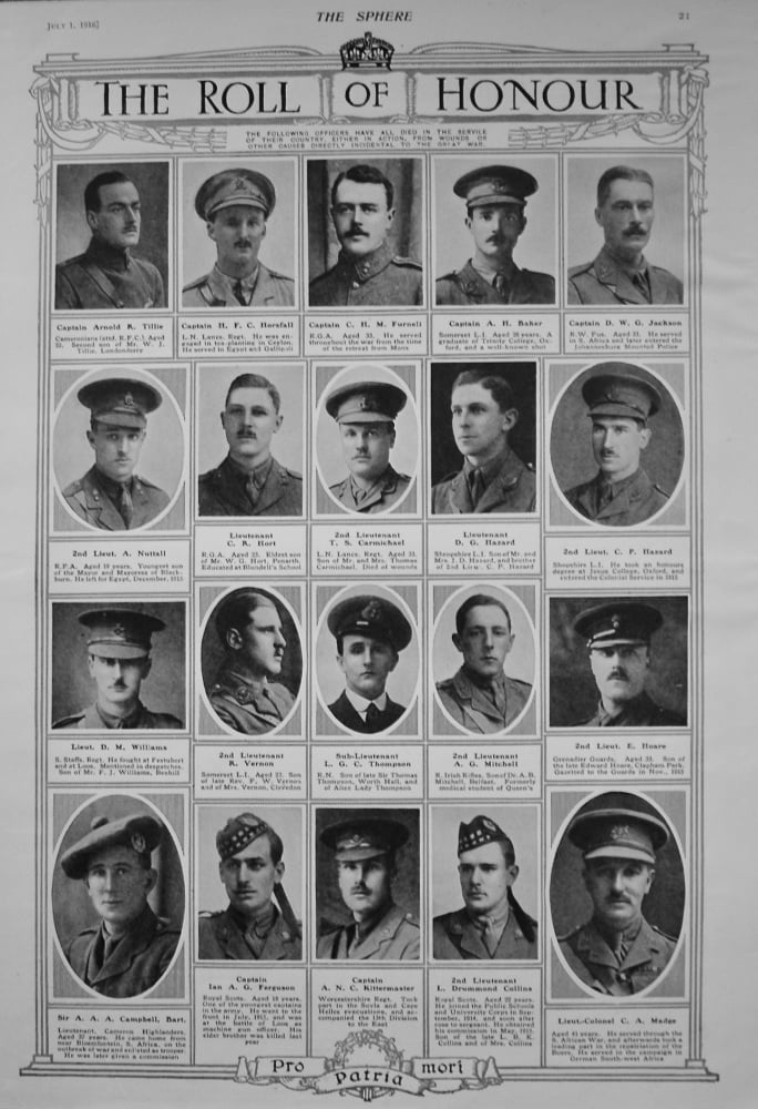 The Roll of Honour. July 1st. 1916.