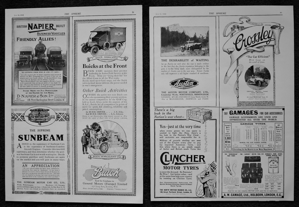 Motoring Adverts. 1916.
