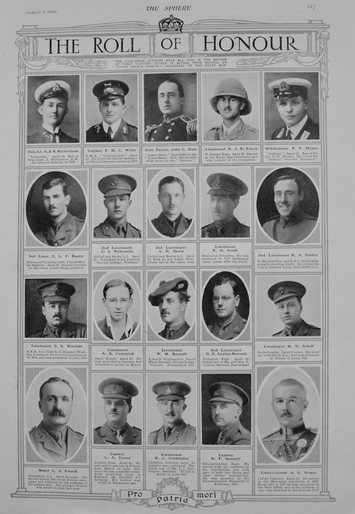 The Roll of Honour. August 5th, 1916.