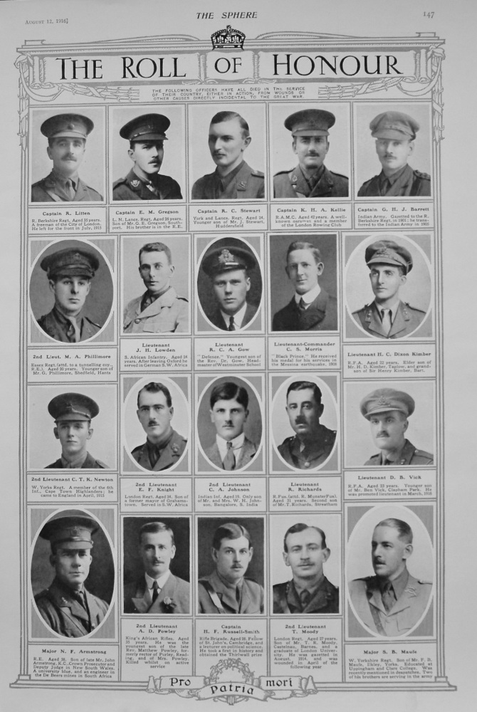 The Roll of Honour. August 12th 1916.