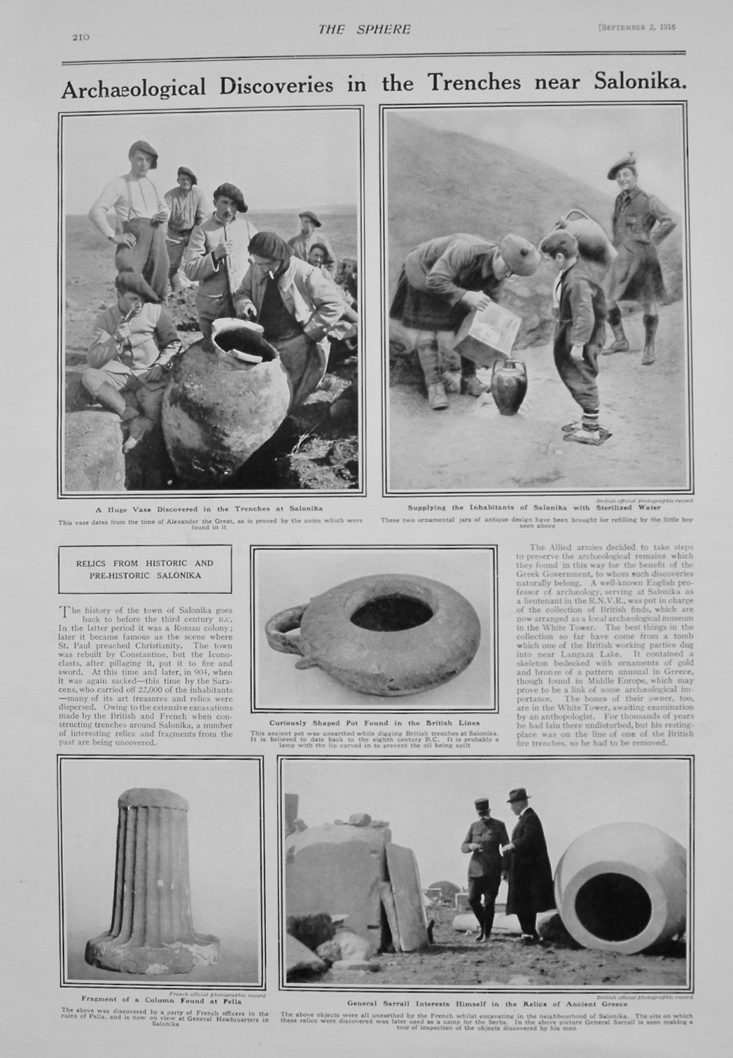 Achaeological Discoveries in the Trenches near Salonika. 1916