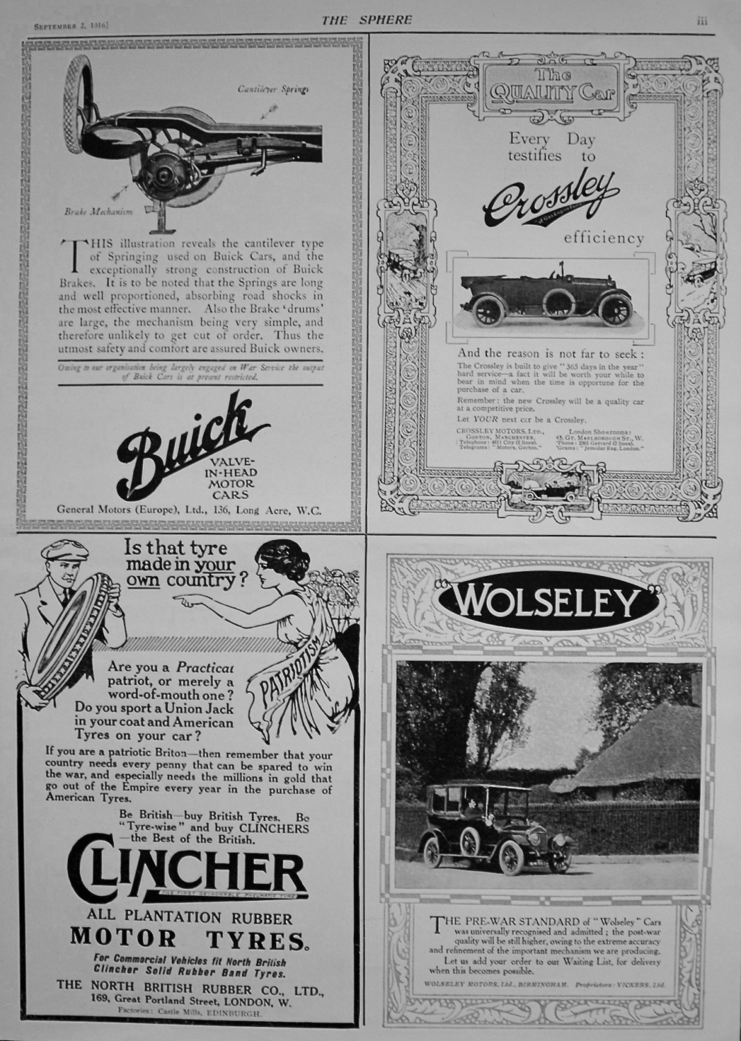 Motoring Adverts. 1916