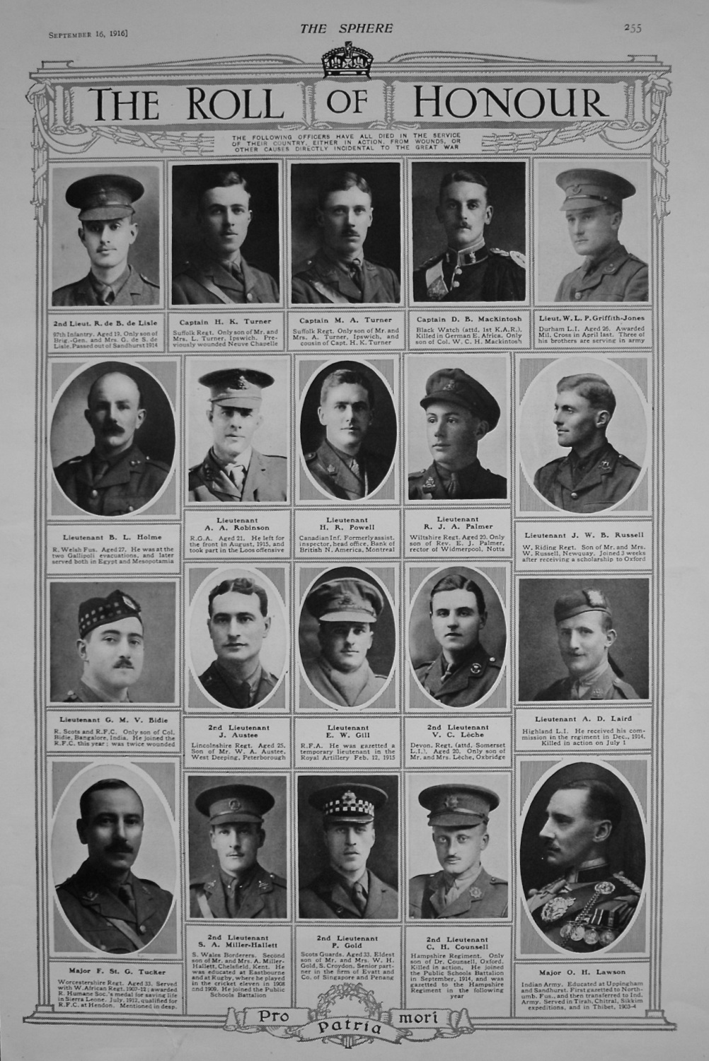 The Roll of Honour. September 16th, 1916.