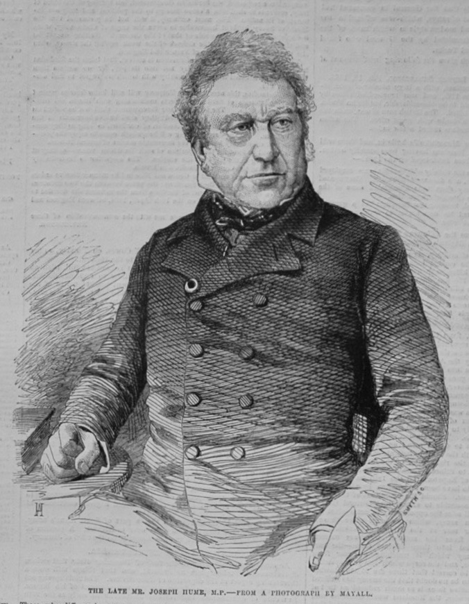 The Late Mr. Joseph Hume, M.P. 1855
