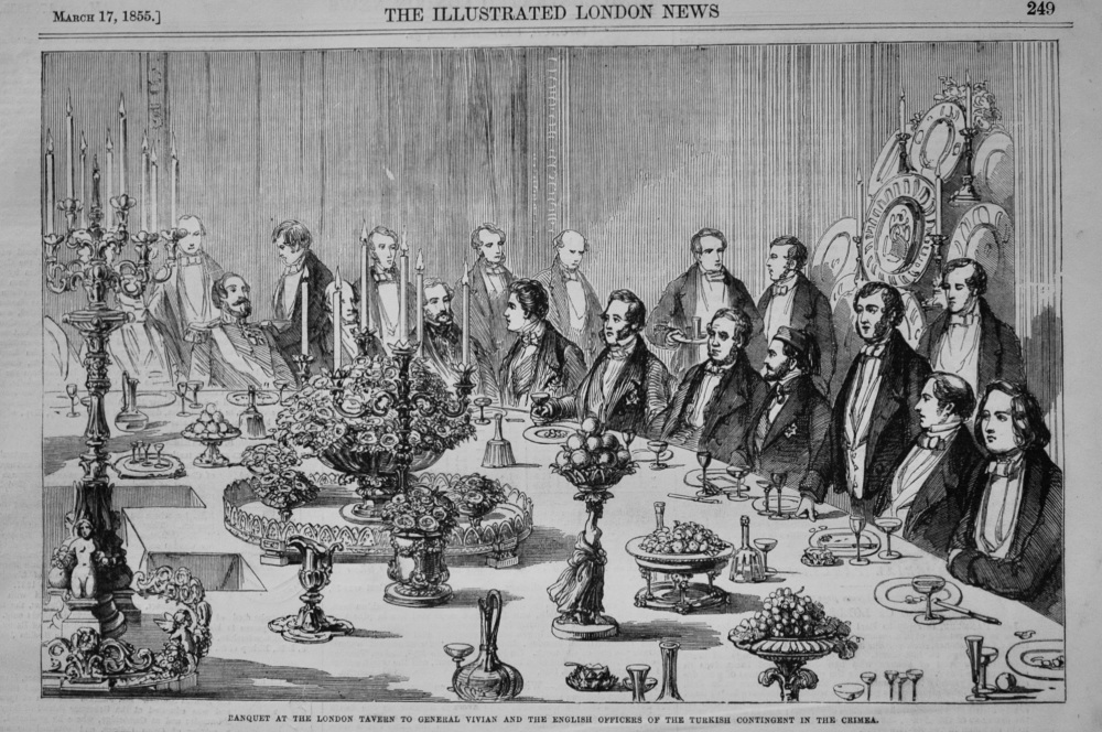 Banquet at the London Tavern to General Vivian and the English Officers of the Turkish Contingent in the Crimea. 1855