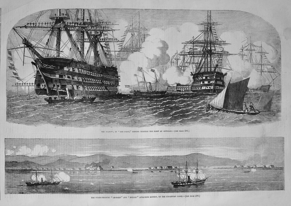 Her Majesty, in "The Fairy," Passing through the Fleet at Spithead. 1855