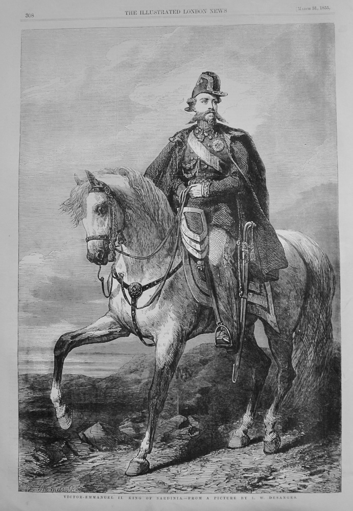 Victor Emmanuel II. King of Sardinia.- From a Picture by L. W. Desanges. 1855