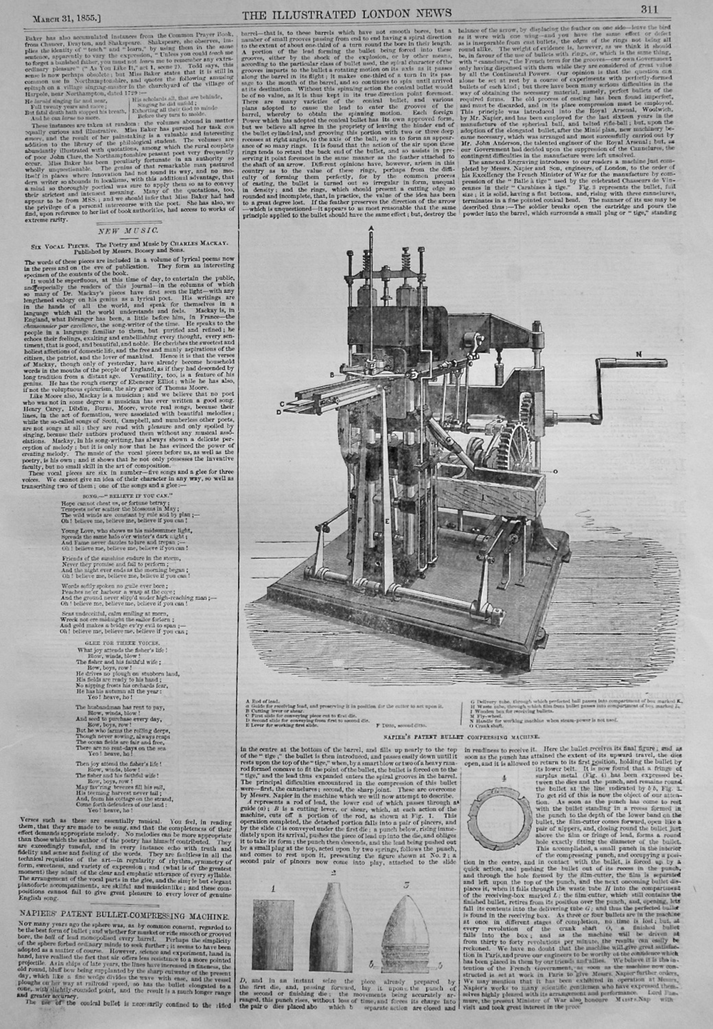 Napiers' Patent Bullet-Compressing Machine. 1855