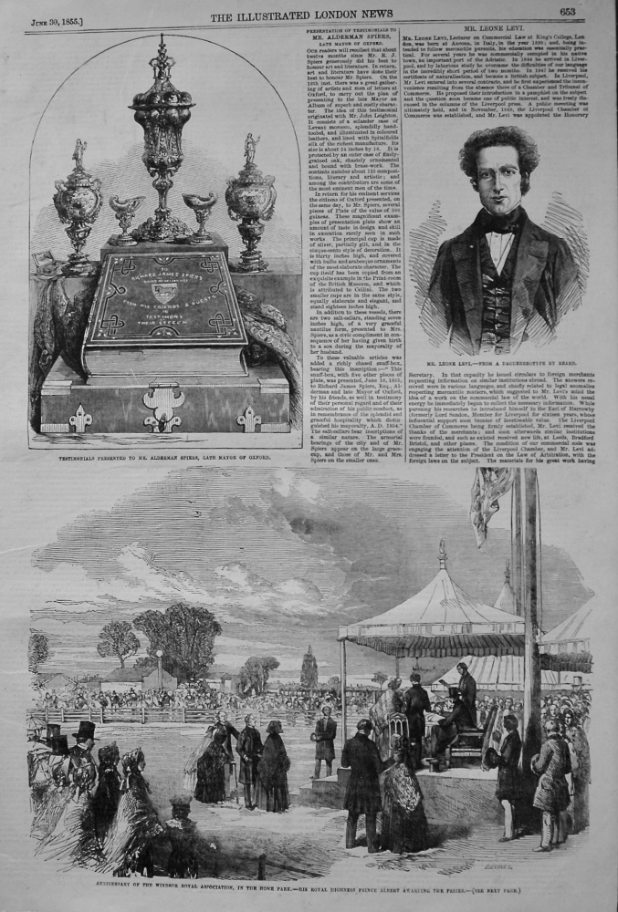 Anniversary of the Windsor Royal Association, in the Home Park.- His Royal Highness Prince Albert Awarding the Prizes. 1855
