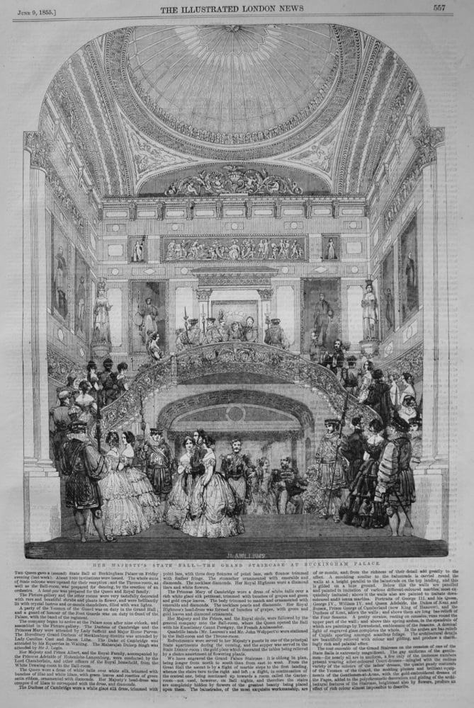 Her Majesty's State Ball.- The Grand Staircase at Buckingham Palace. 1855