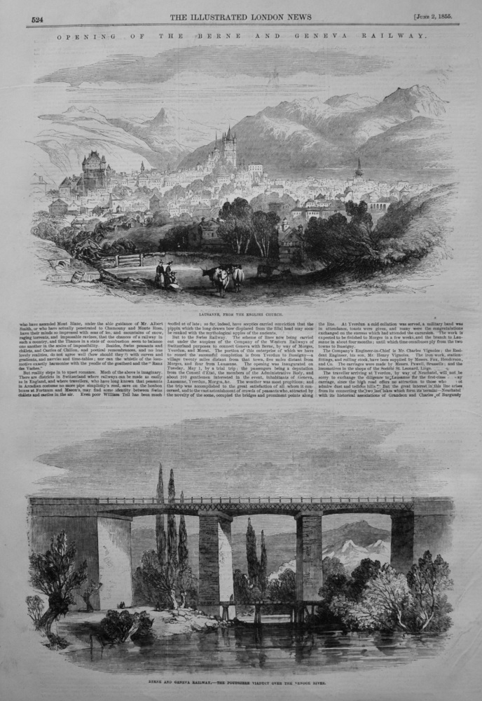 Opening of the Berne and Geneva Railway. 1855