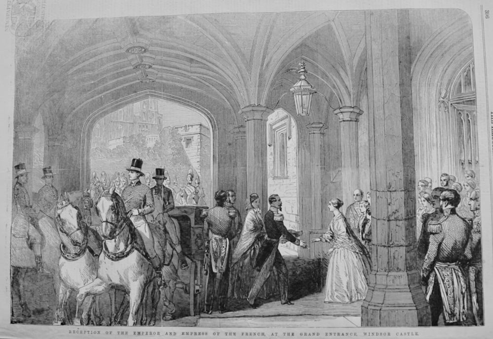 Reception of the Emperor and Empress of the French, at the Grand Entrance, Windsor Castle. 1855