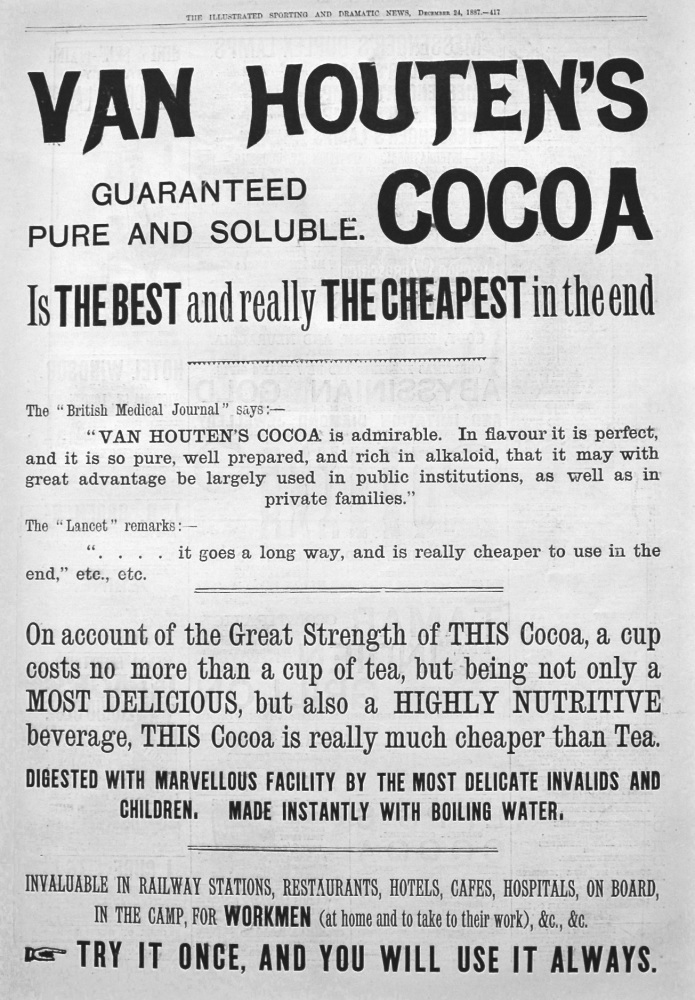 Van Houten's Cocoa. 1887