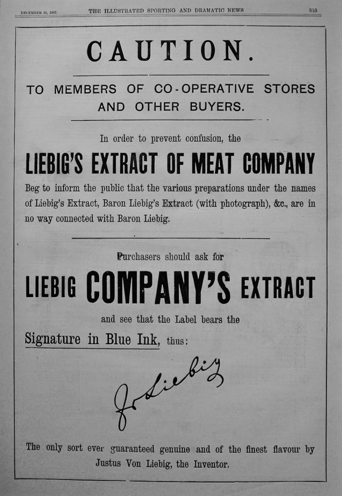Liebig's Extract of Meat Company. 1887