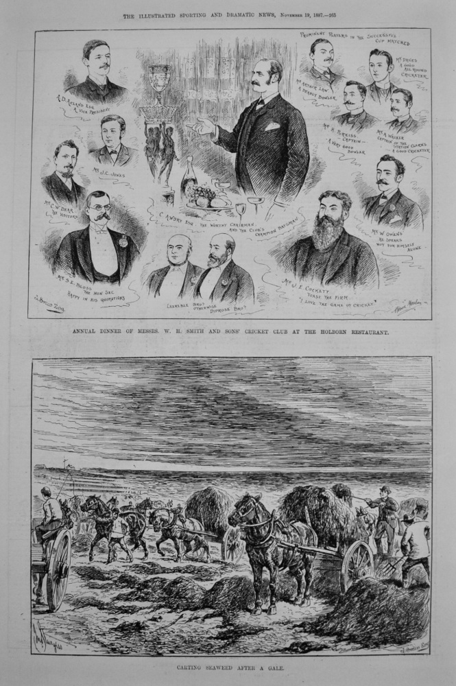 Annual Dinner of Messrs. W.H. Smith and Sons' Cricket Club at the Holborn Restaurant. 1887