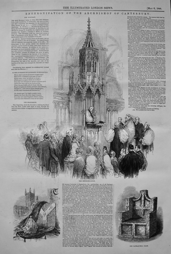 Enthronization of the Archbishop of Canterbury. 1848.