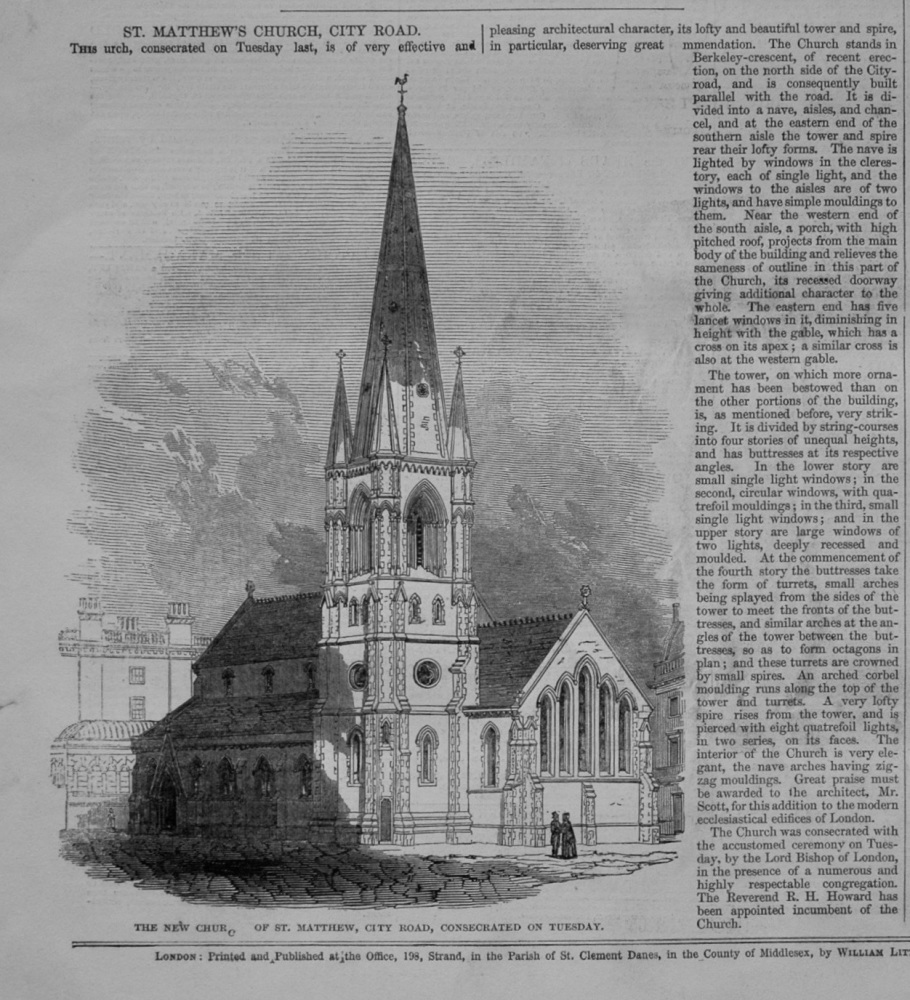 St. Matthew's Church, City Road. London. 1848