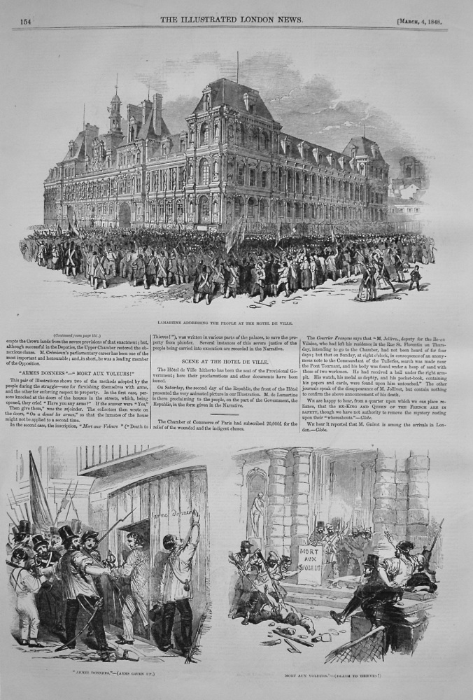 Lamartine Addressing the People at the Hotel De Ville. 1848