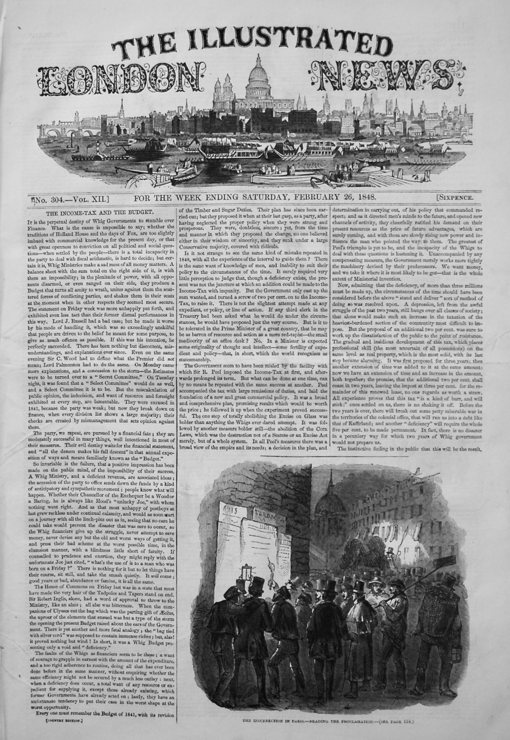 Illustrated London News. February 26th, 1848.