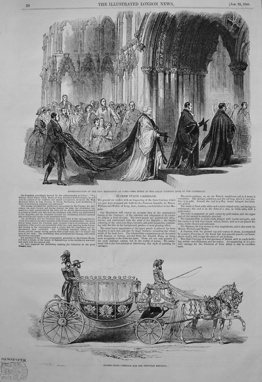 Superb State Carriage for the Peruvian Republic. 1848