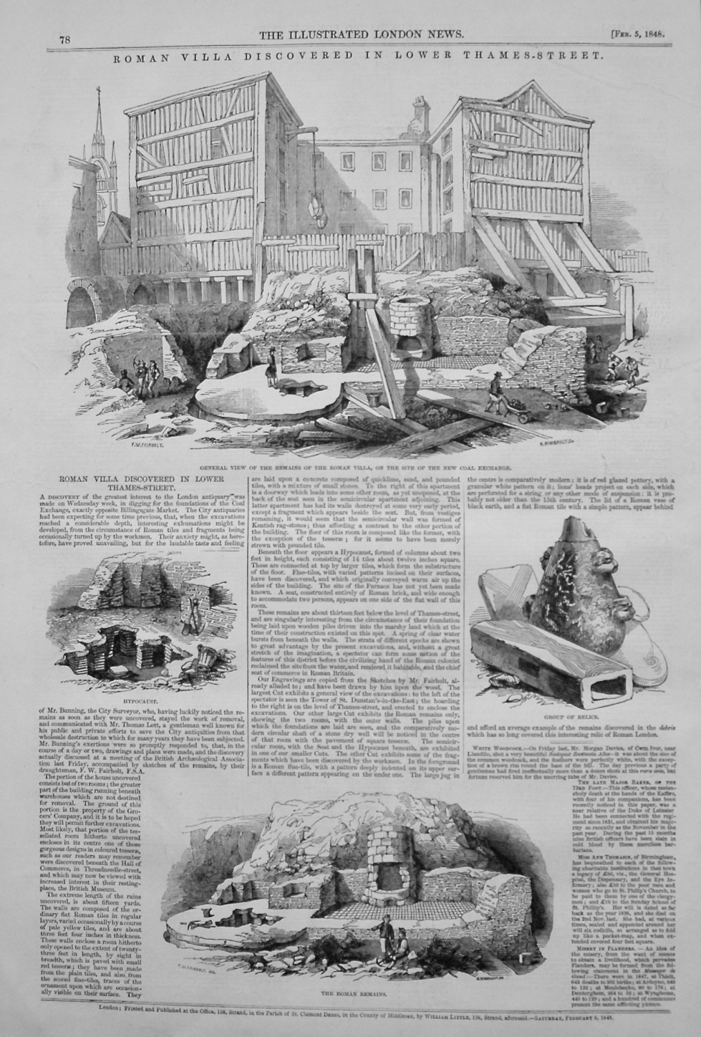 Roman Villa Discovered in Lower Thames-Street. 1848