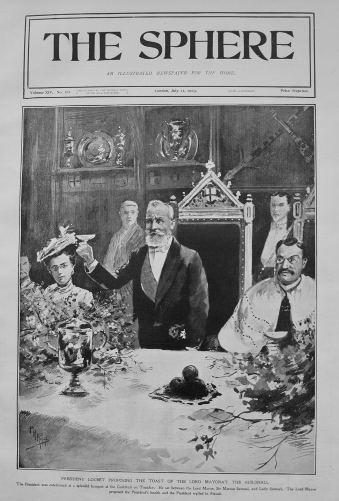 President Loubet Proposing the Toast of the Lord Mayor at the Guildhall. 1903