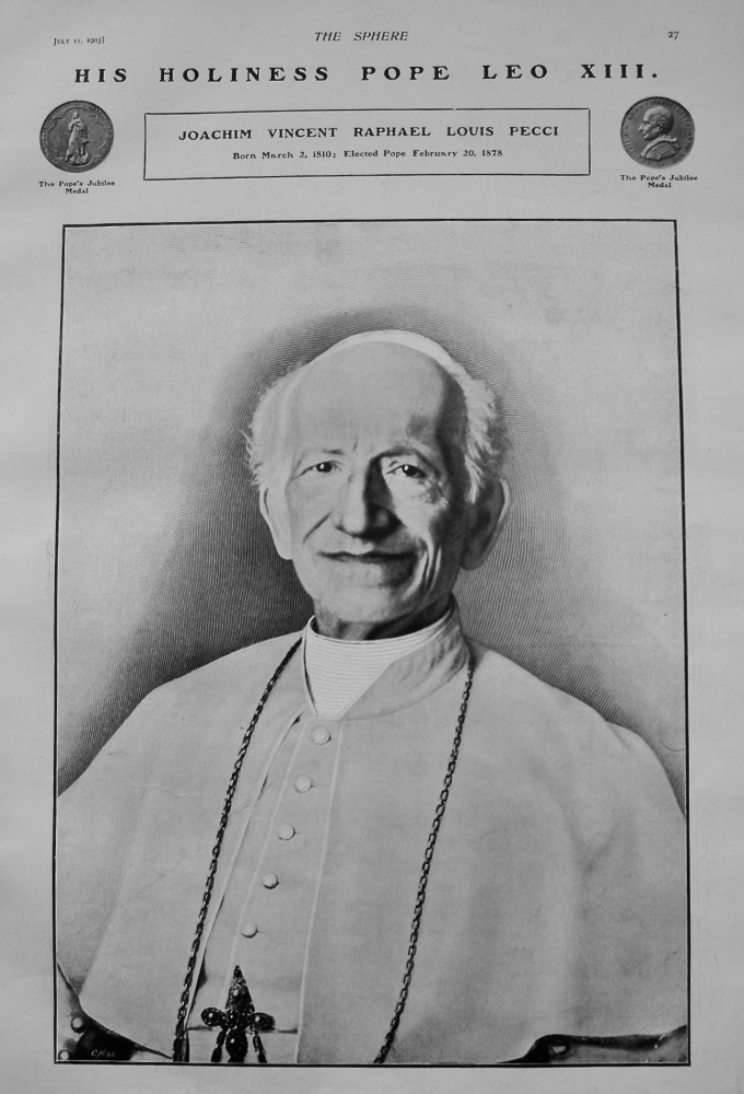 His Holiness Pope Leo XIII. 1903