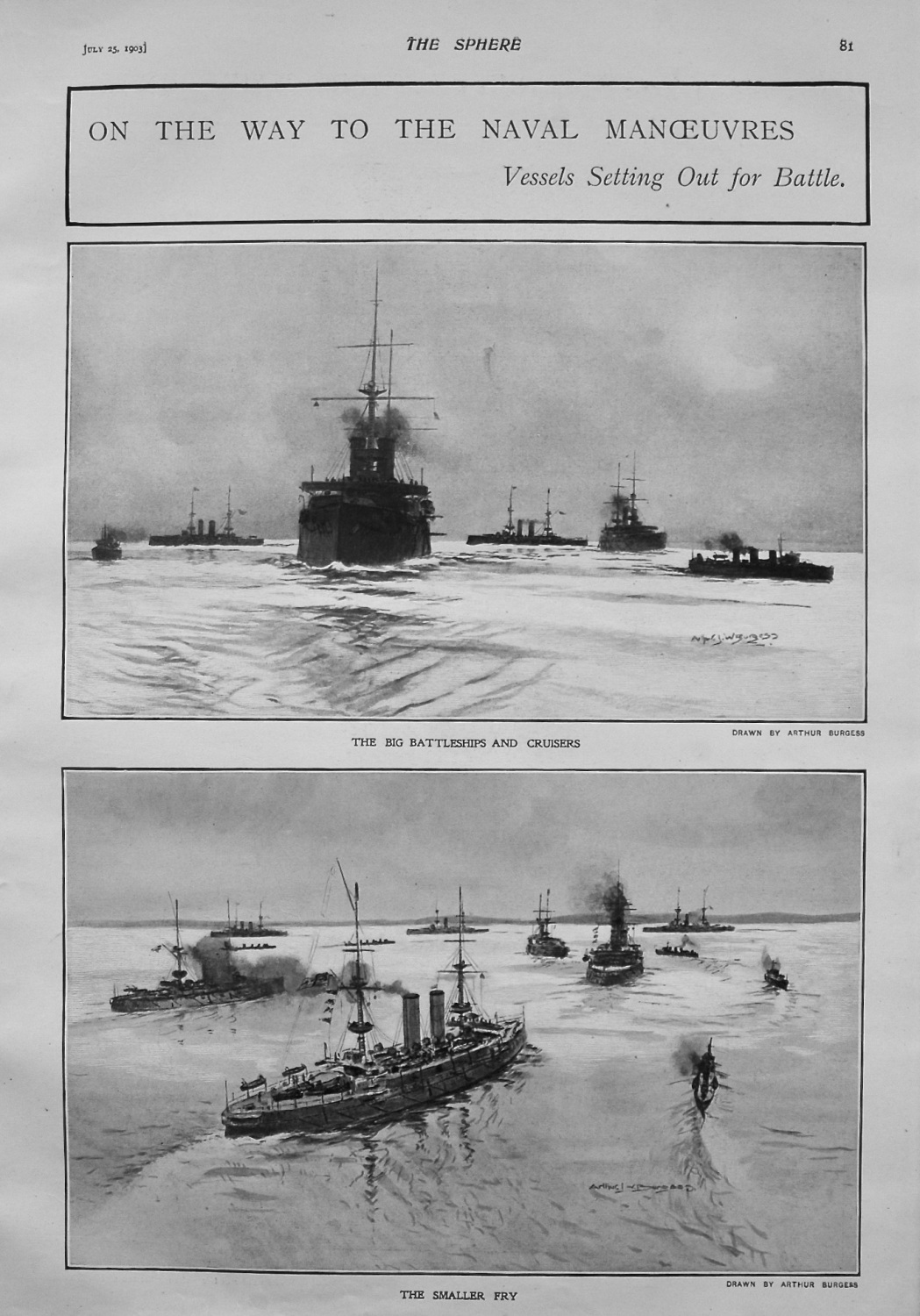 On the Way to the Naval Manoeuvres : Vessels Setting Out for Battle. 1903