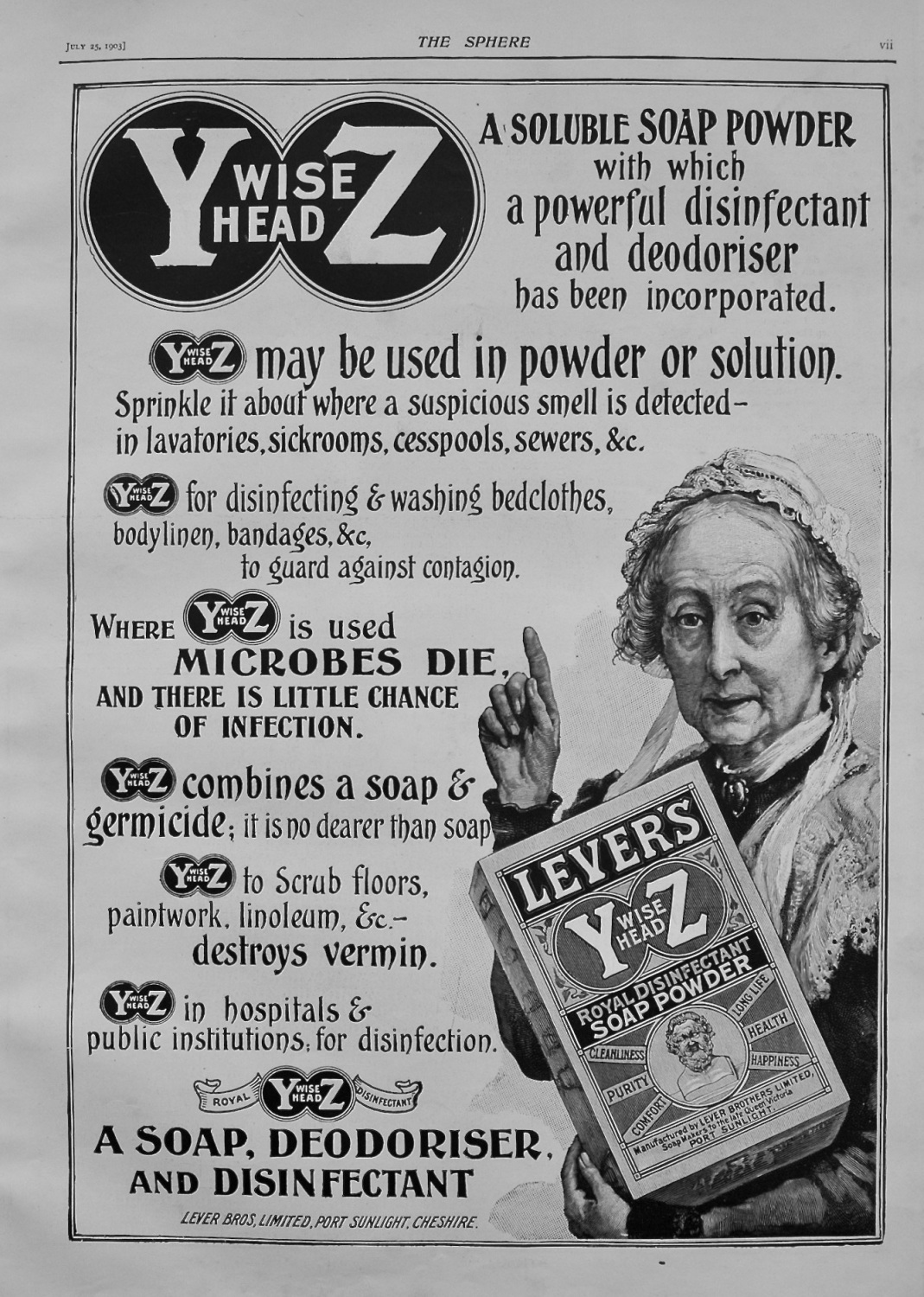 Y Wise Head Z  (Lever's Soap Powder) 1903