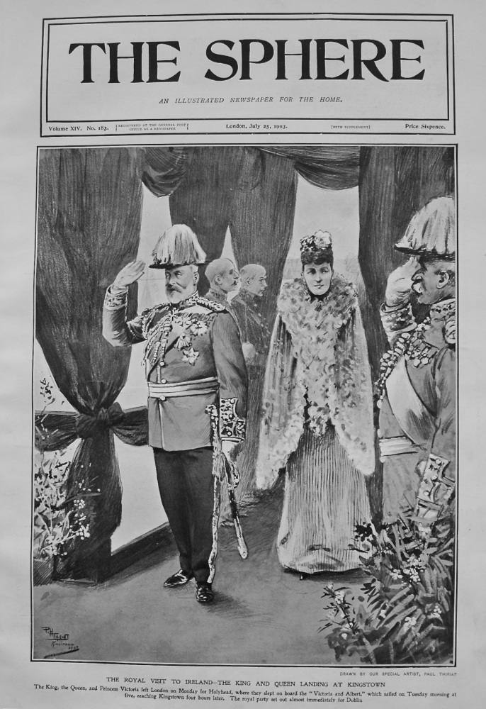 The Royal Visit to Ireland- The King and Queen Landing at Kingstown. 1903