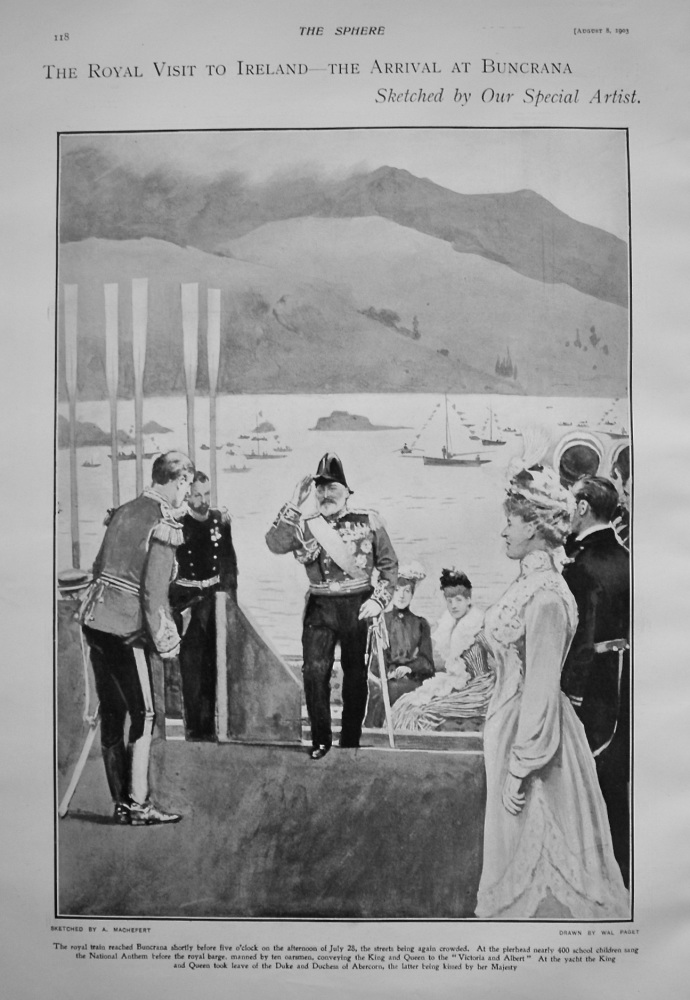The Royal Visit to Ireland - The Arrival at Buncrana. 1903