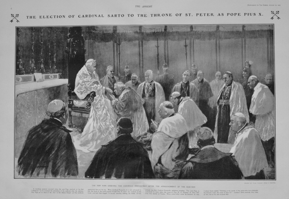 The Election of Cardinal Sarto to the Throne of St. Peter as Pope Pius X. 1