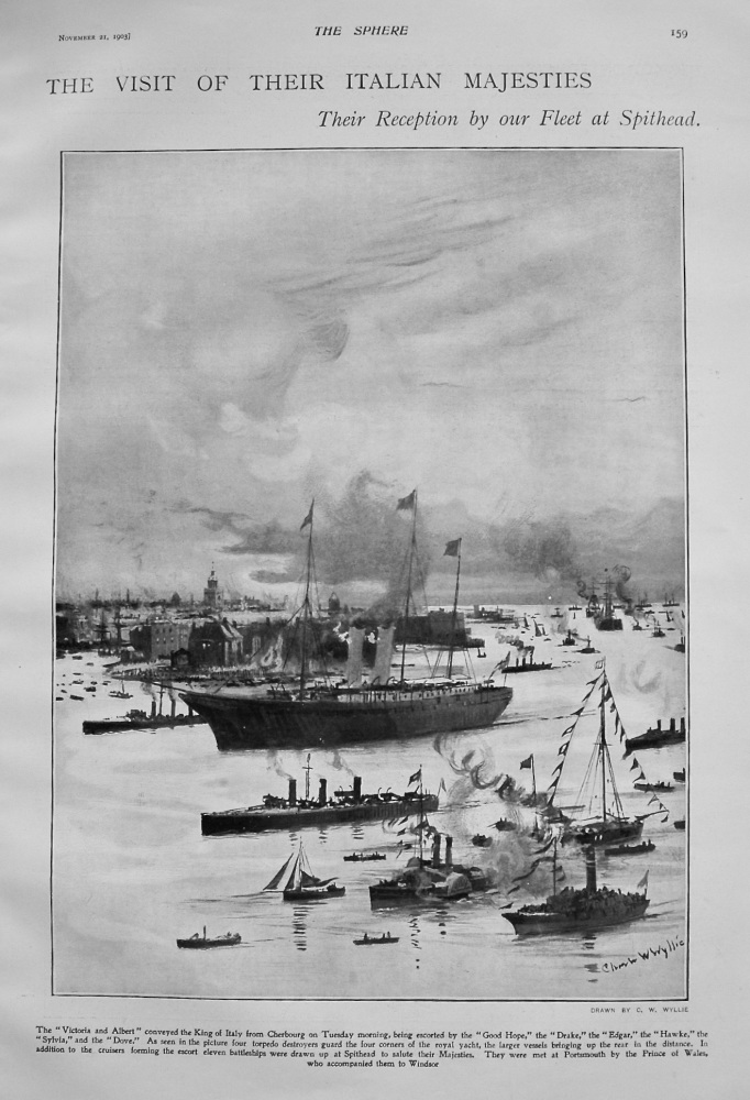 The Visit of the Italian Majesties : Their Reception by our Fleet at Spithead. 1903