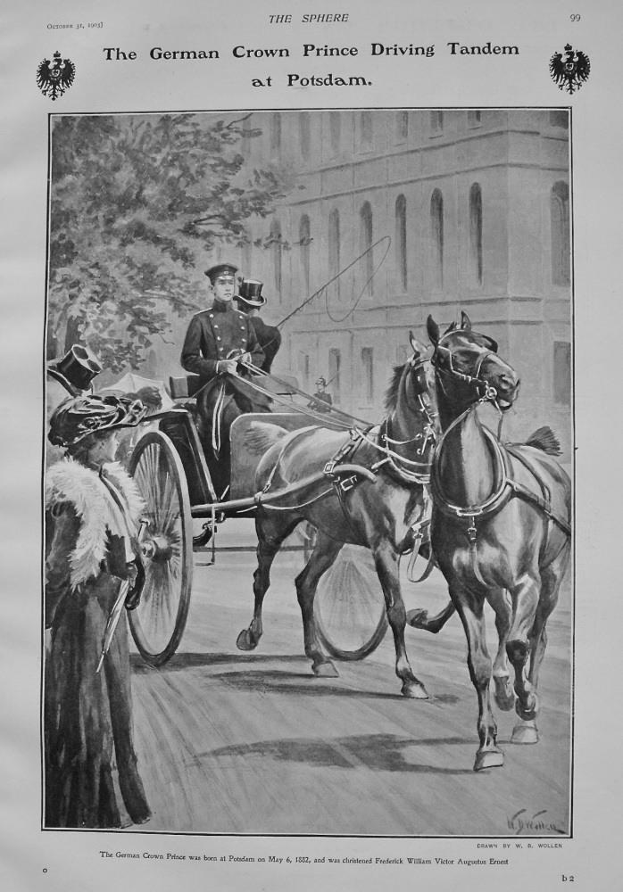 The German Crown Prince Driving Tandem at Potsdam. 1903