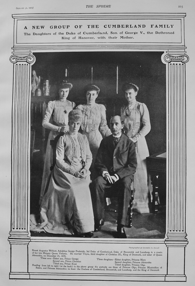 A New Group of the Cumberland Family : The Daughters of the Duke of Cumberland, Son of George V., the Dethroned King of Hanover, with their Mother. 19