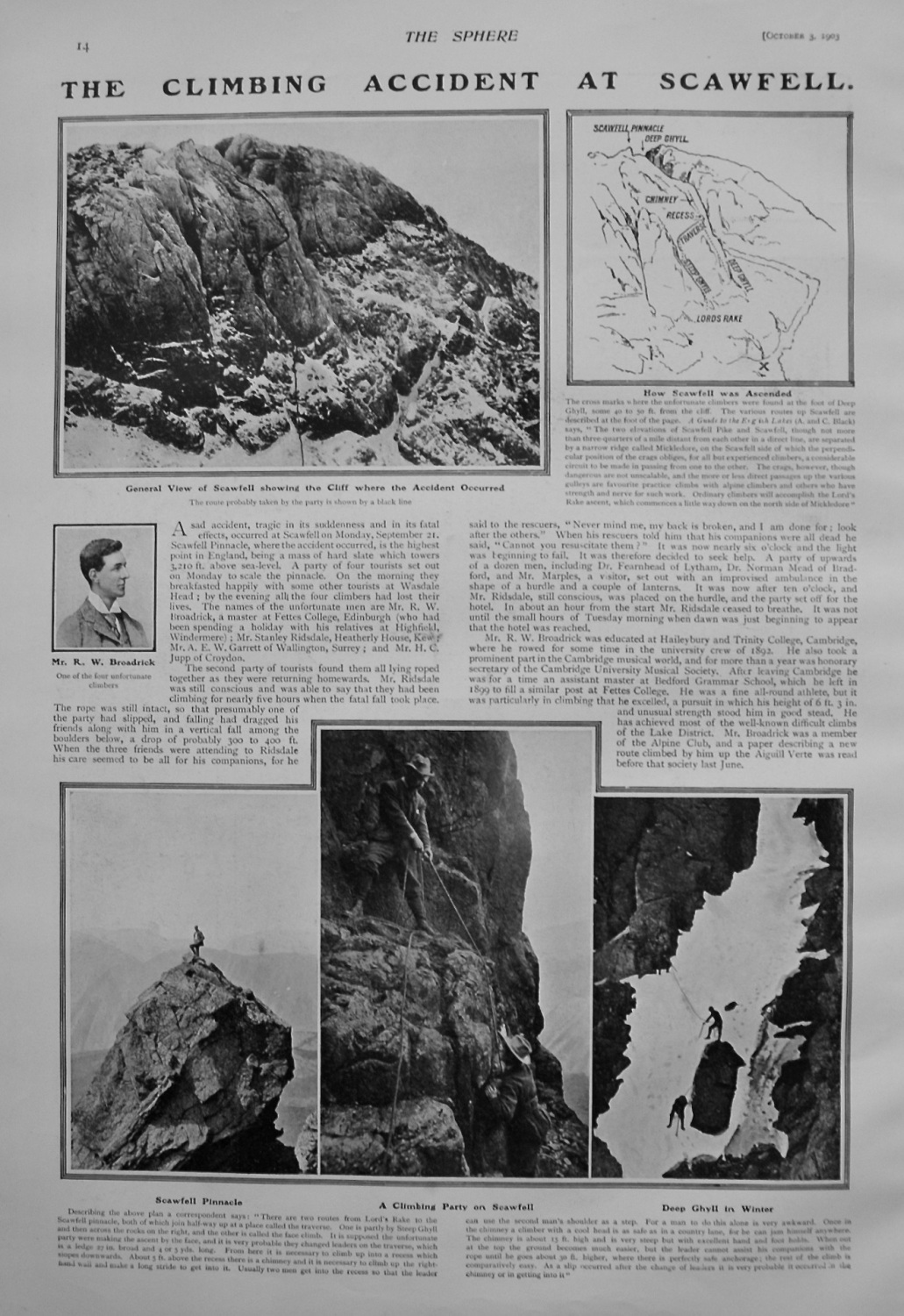 The Climbing Accident at Scawfell. 1903
