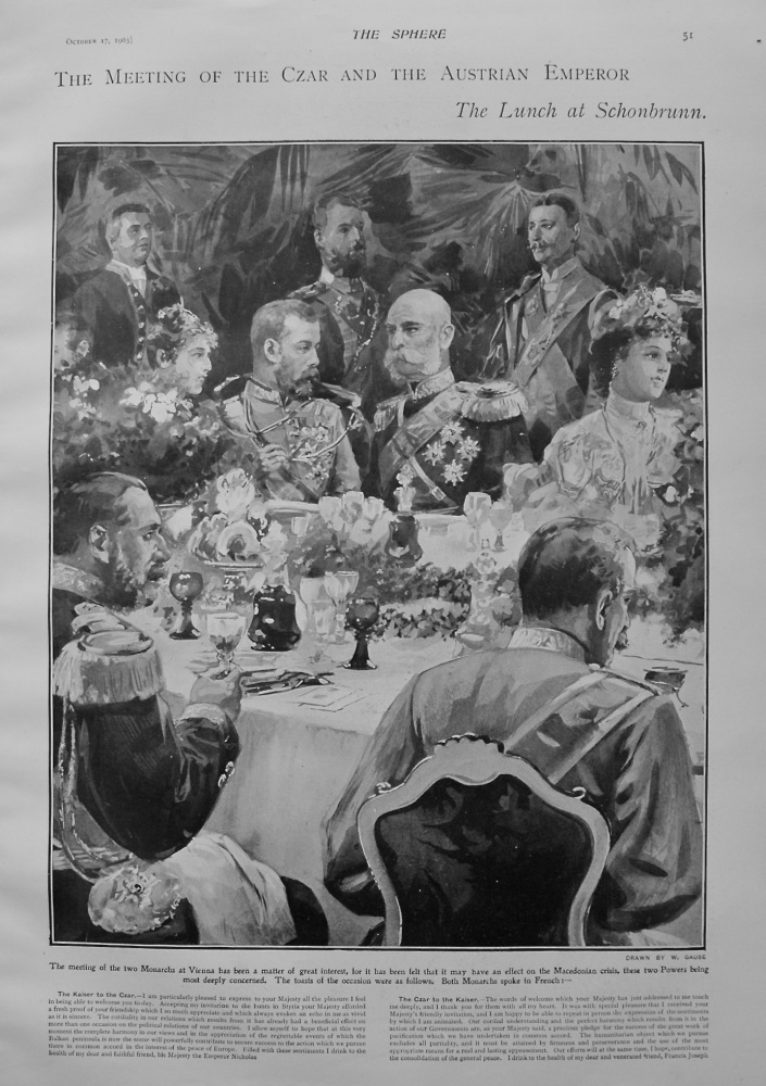 The Meeting of the Czarevitch and the Austrian Emperor : The Lunch at Schonbrunn. 1903