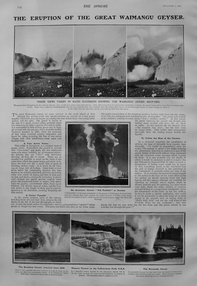 Eruption of the Great Waimangu Geyser. 1903