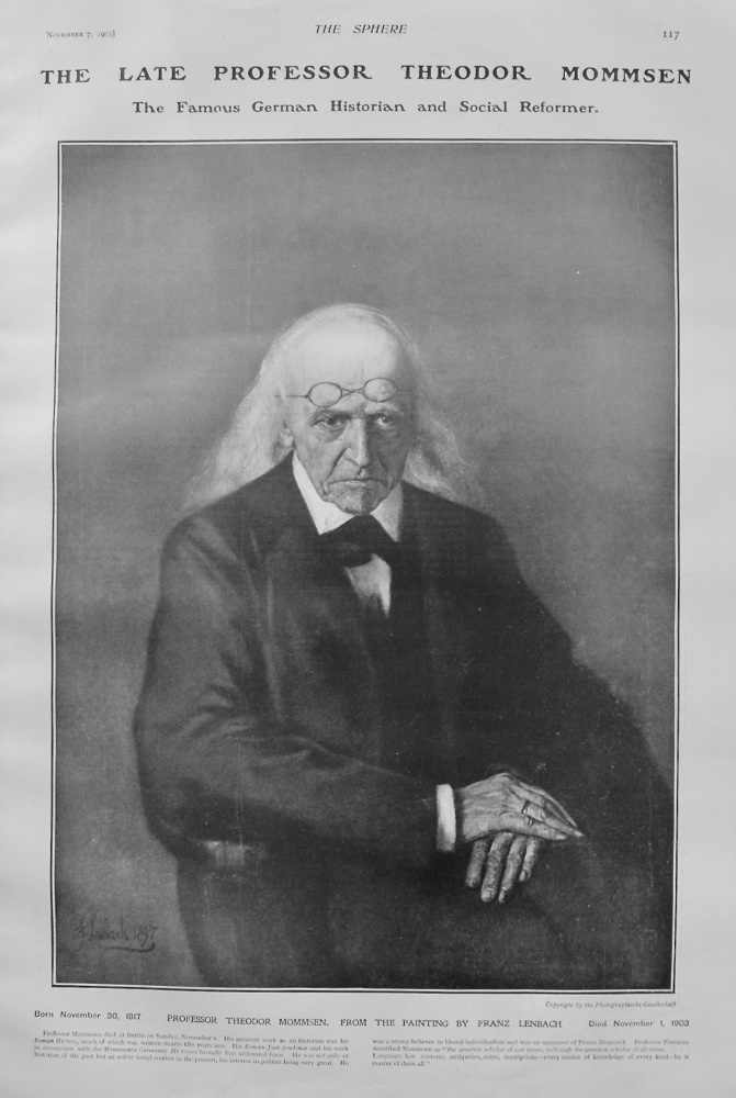 The Late Professor Theodor Mommsen. 1903