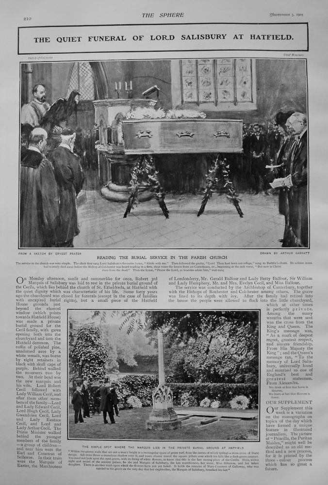 Quiet Funeral of Lord Salisbury at Hatfield. 1903