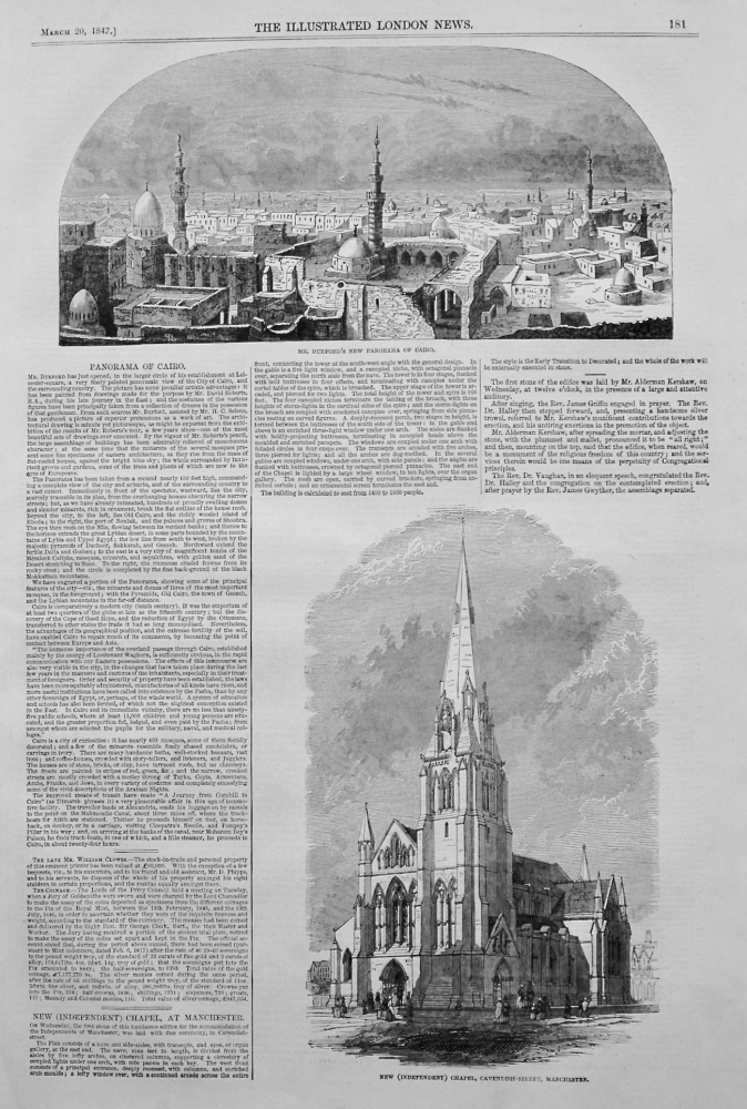 New (Independent) Chapel, at Manchester. 1847