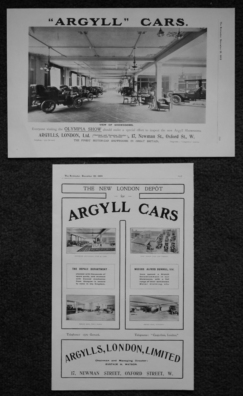 Argyll Cars. (Adverts). 1905
