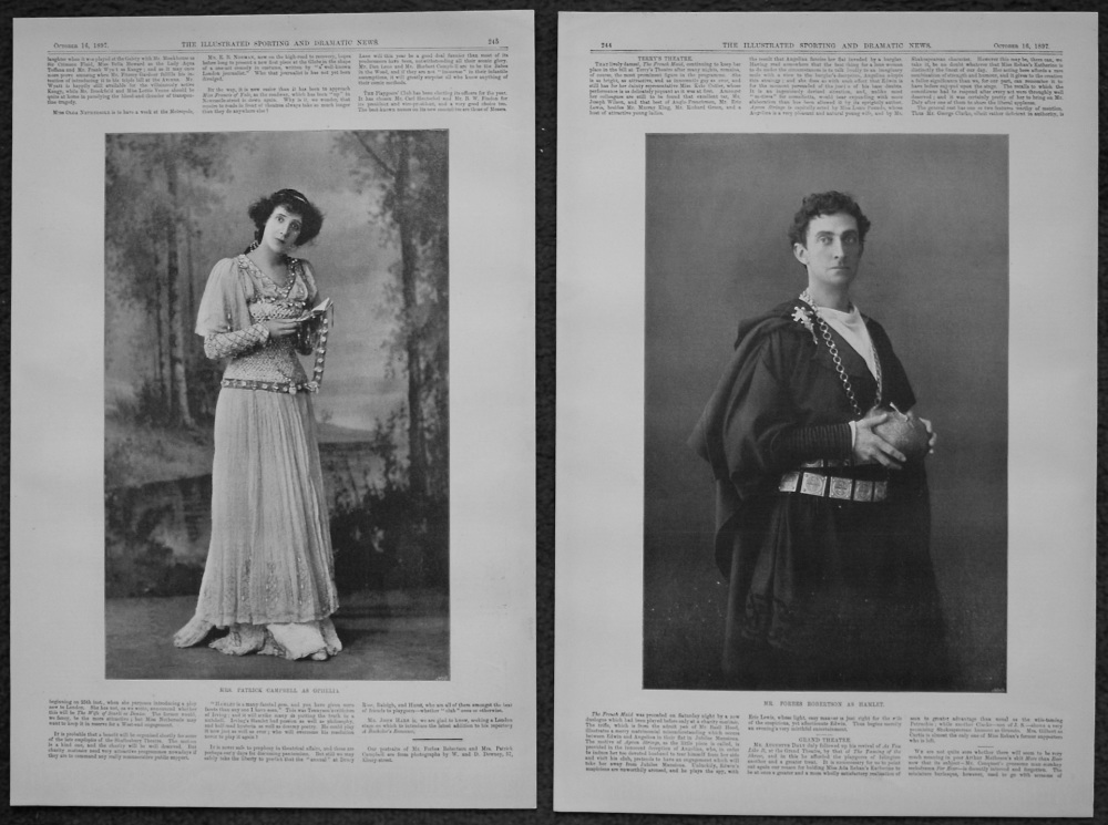 Mr. Forbes Robertson as Hamlet  &  Mrs. Patrick Campbell as Ophelia. 1897