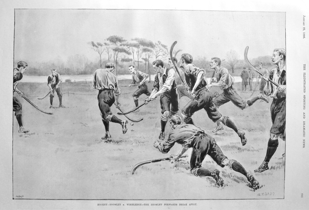 Hockey - Bromley v. Wimbledon - The Bromley Forwards Break Away. 1898